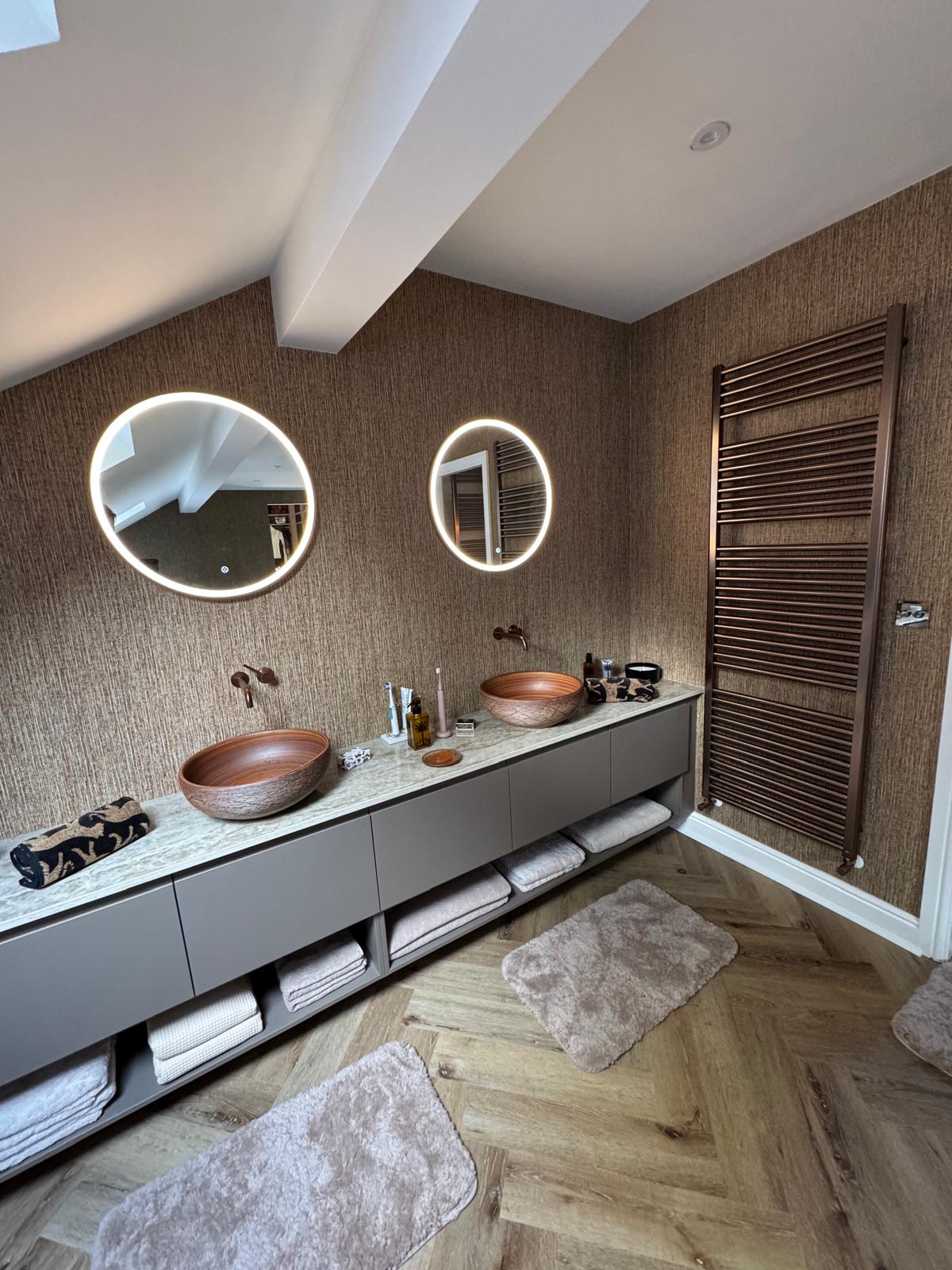 Finishing details of a completed bathroom renovation in Wakefield, West Yorkshire